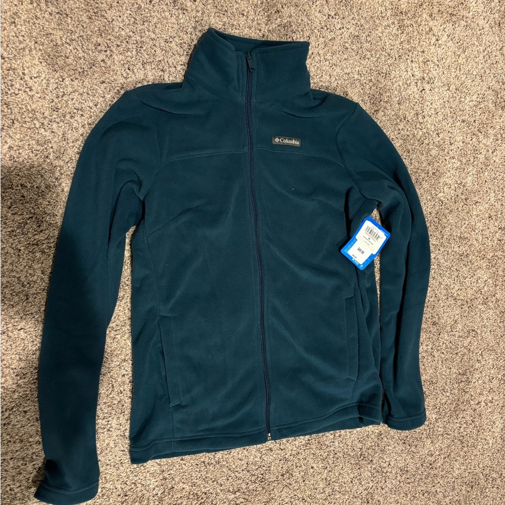 NWT Columbia full zip Fleece size M dark teal color